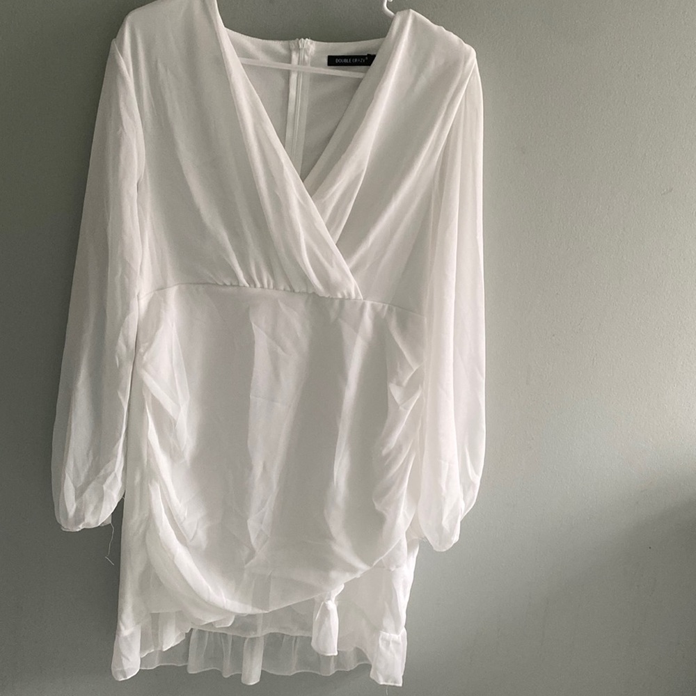 White dress with amazing sleeves!